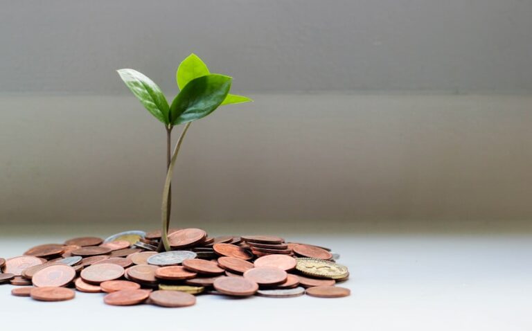 Coins representing compound interest growth
